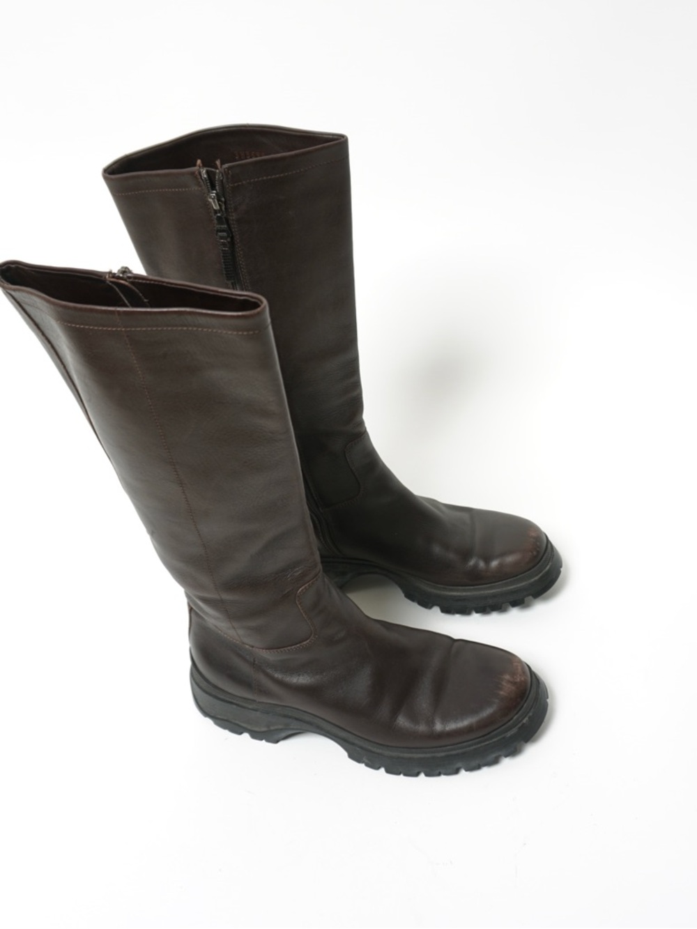 Prada Leather Lug Sole Boots in Dark Brown - Picture 2 of 8